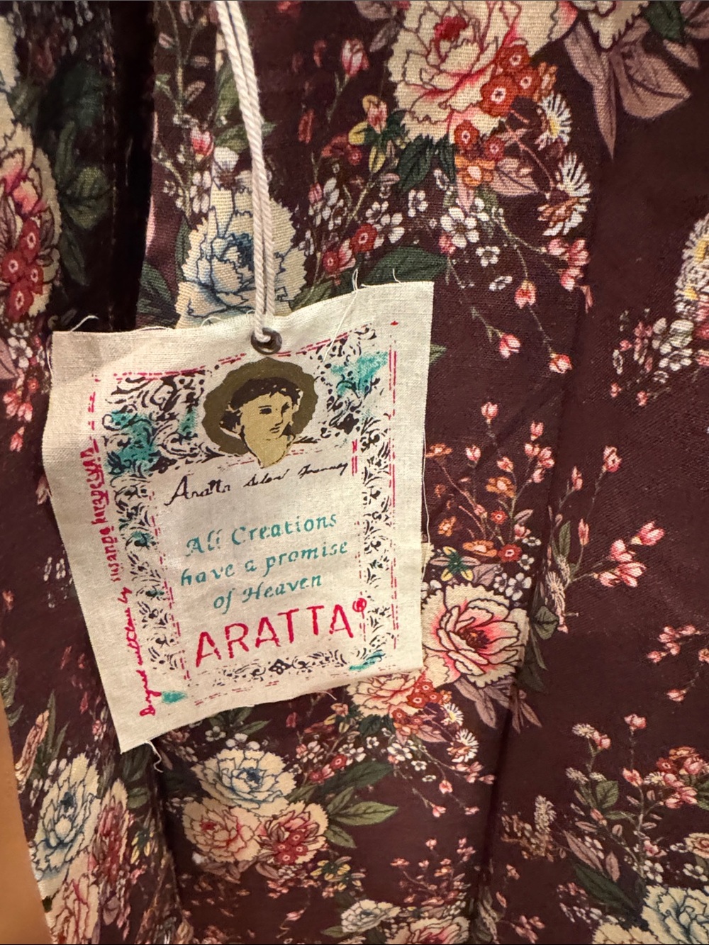Aratta Silent Journey Floral Burgundy Long Trench Coat - Picture 13 of 13